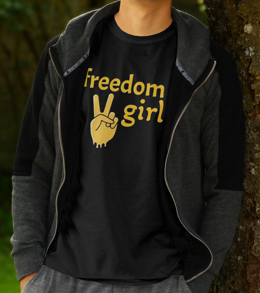 Freedom Girl Peace Sign Hand Gesture T-Shirt