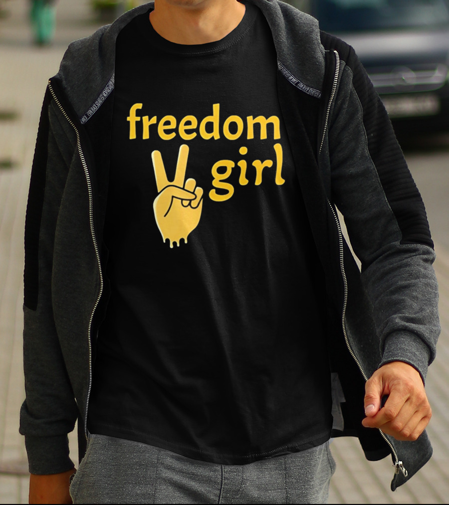 Freedom Girl Peace Sign Hand Gesture T-Shirt
