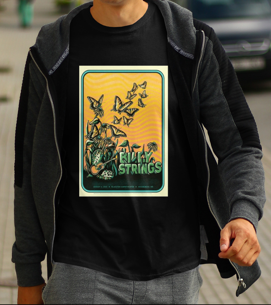 Billy Strings Bluestem Amphitheater August 6 2022 Butterfly Moorehead MN T-Shirt
