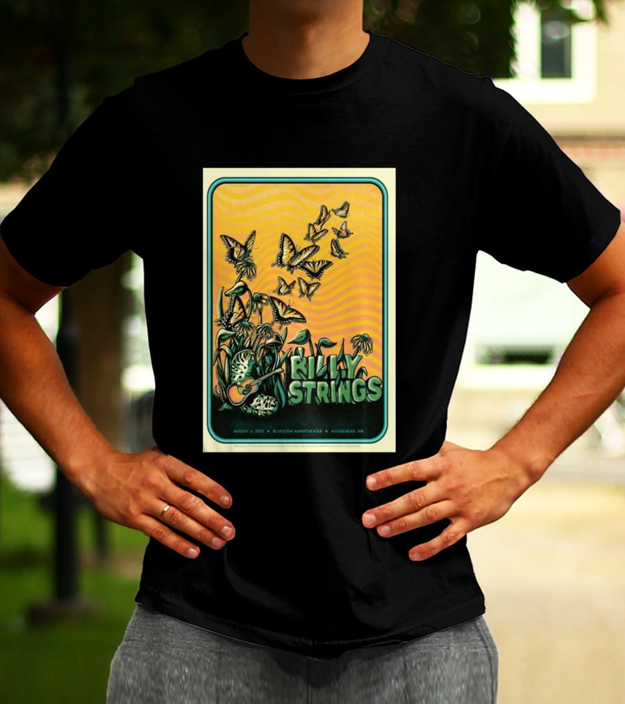 Billy Strings Bluestem Amphitheater August 6 2022 Butterfly Moorehead MN T-Shirt