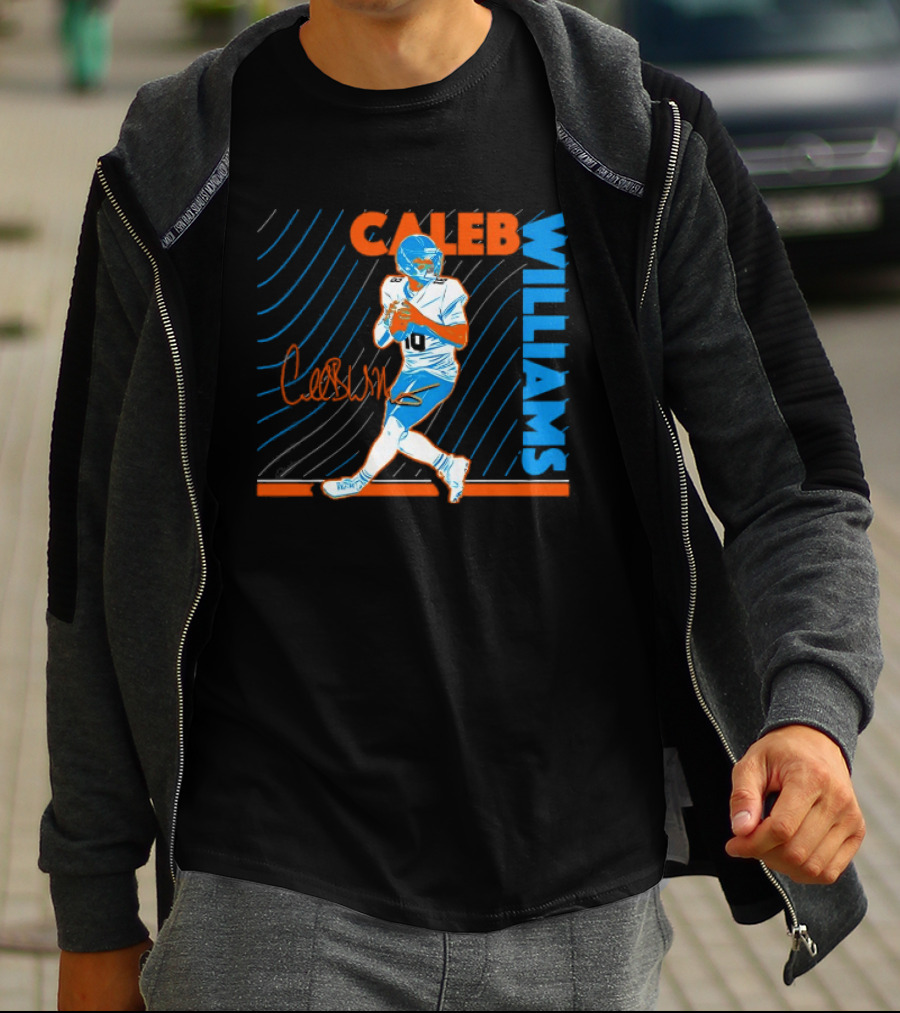 Caleb Williams Signed Football Chicago Bears Action Quarterback Sports Memorabilia T-Shirt