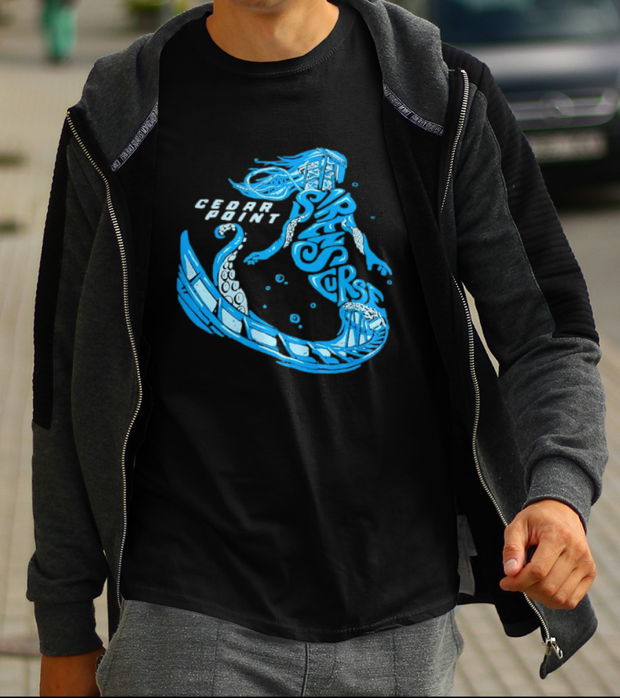 Cedar Point Sirens Curse Roller Blue Mermaid T-Shirt