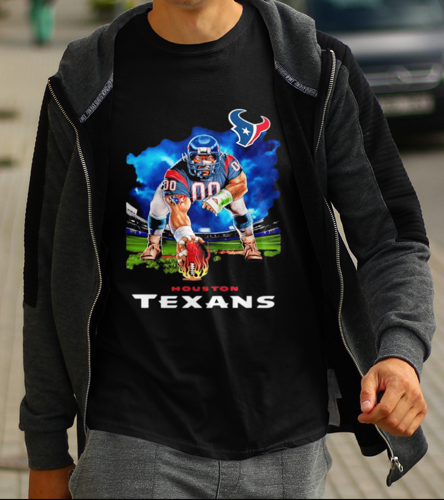 Houston Texans Ferocious Football Player NFL Team Spirit Challenge T-Shirt