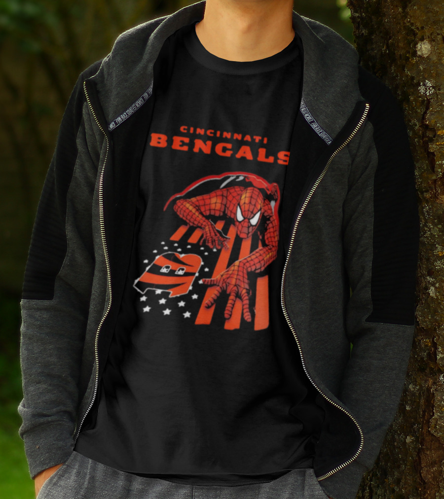 Cincinnati Bengals Spiderman Stripes Marvel T-Shirt