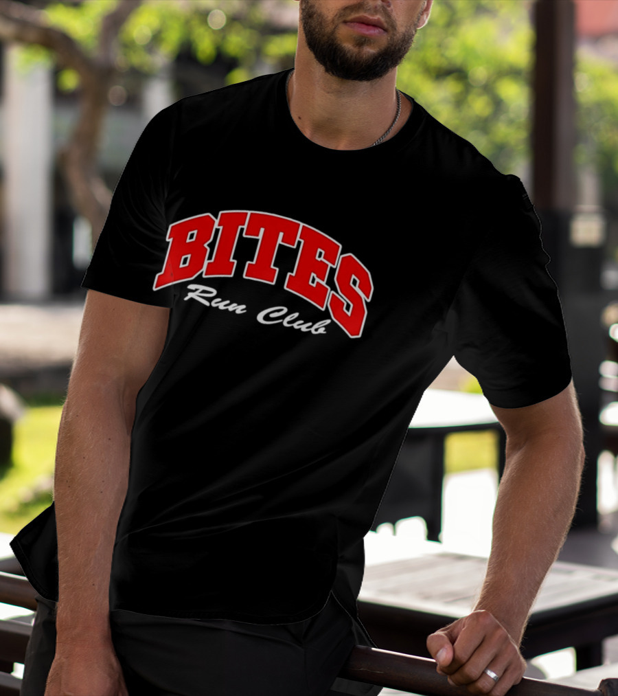 Bites Run Club Classic Style Sports Lettering T-Shirt