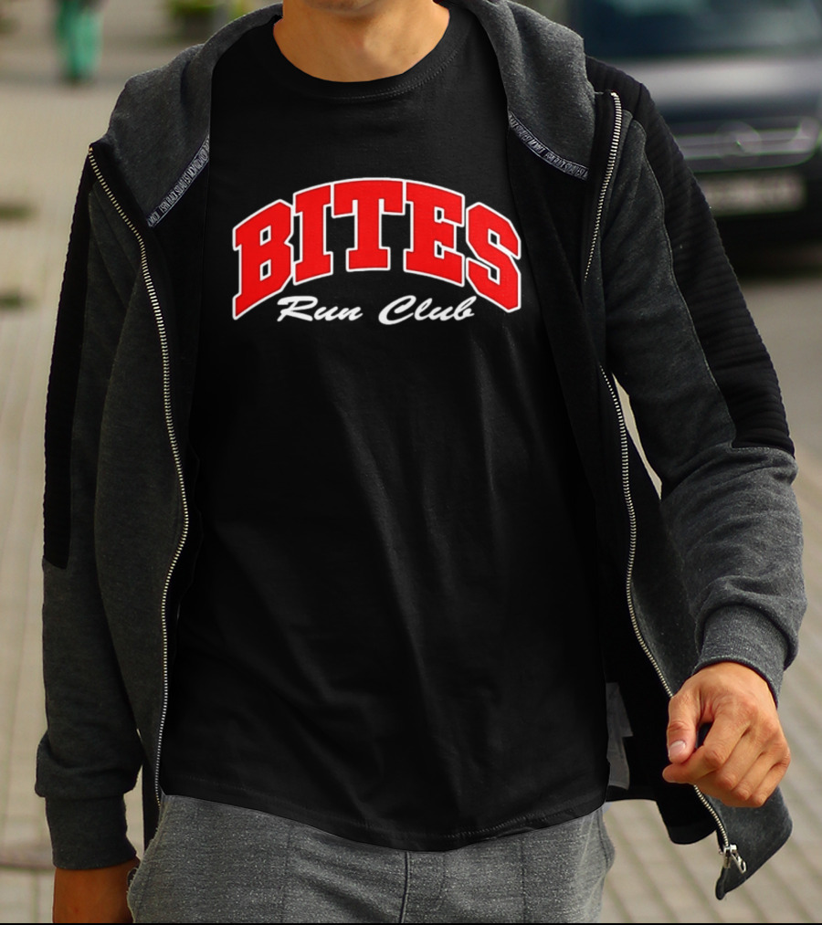 Bites Run Club Classic Style Sports Lettering T-Shirt