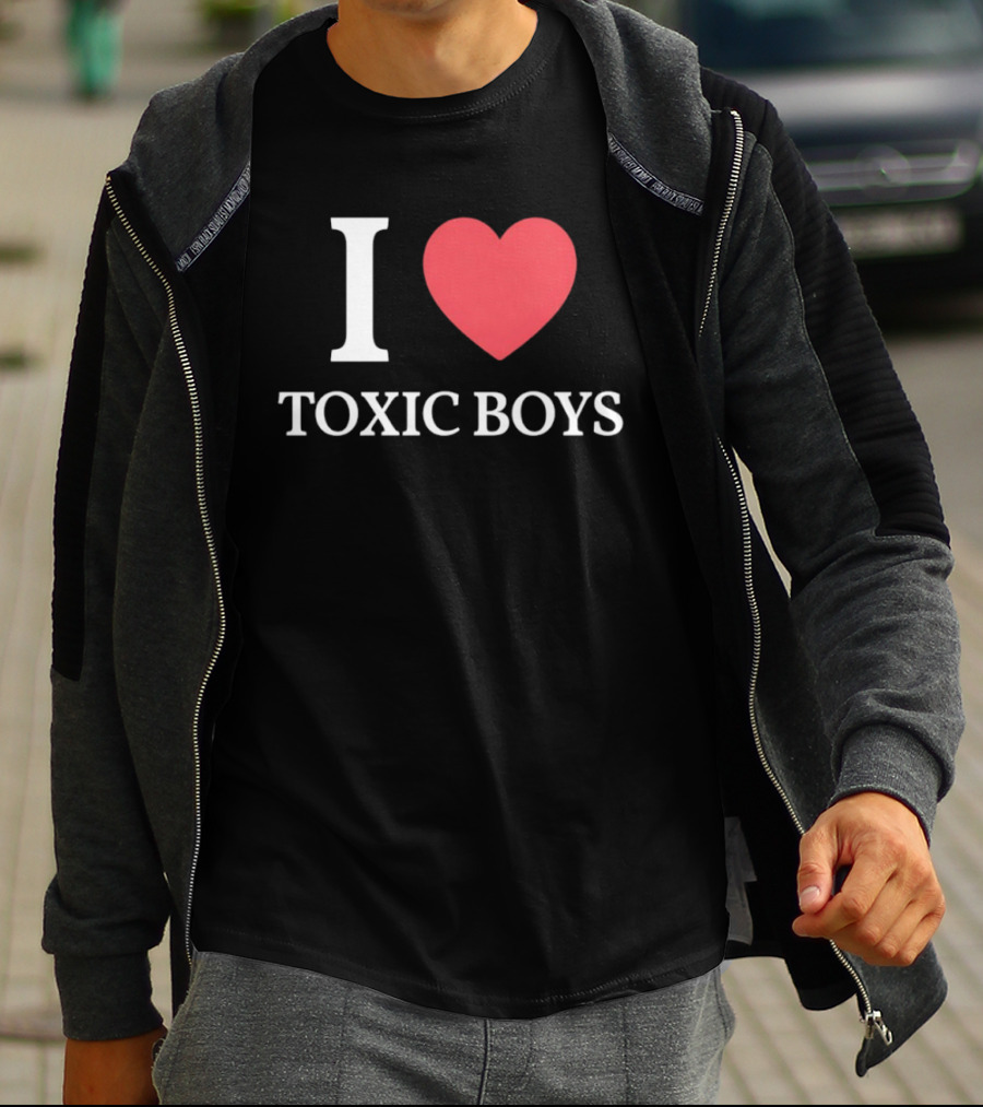 I Heart Toxic Boys Bold White And Red T-Shirt