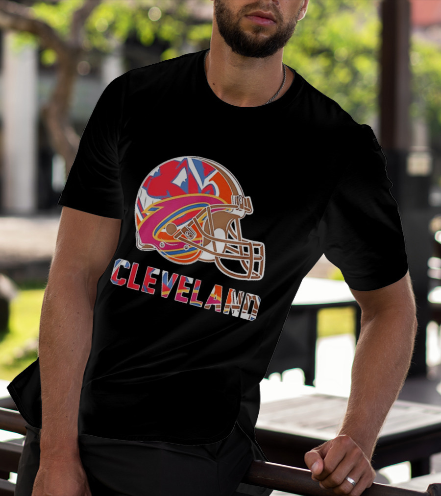 Cleveland Football Cavaliers Browns Guardians Helmet T-Shirt