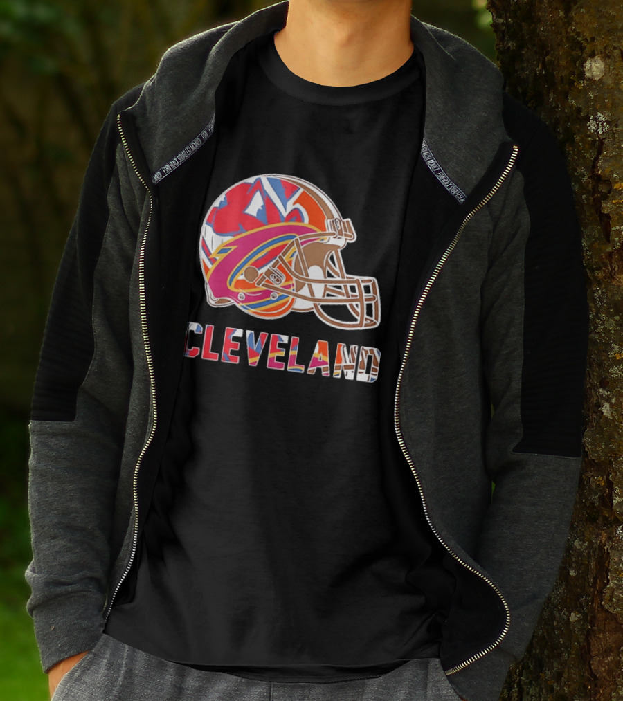 Cleveland Football Cavaliers Browns Guardians Helmet T-Shirt