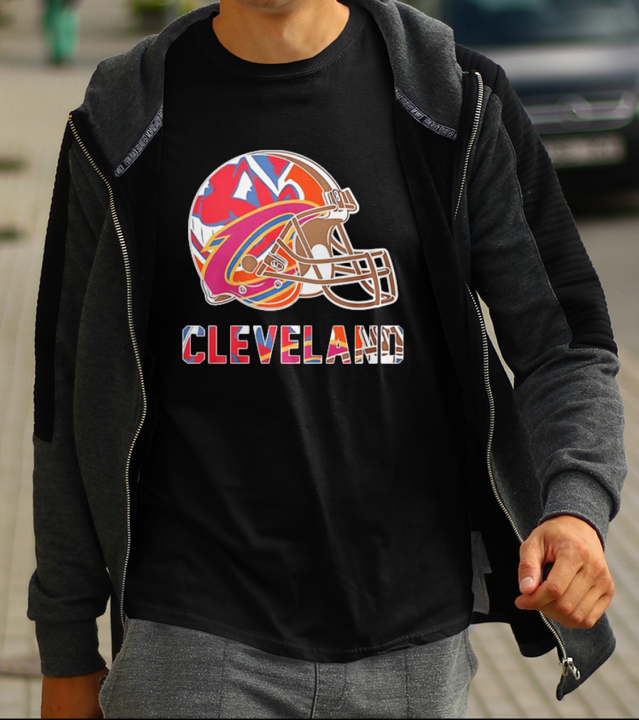 Cleveland Football Cavaliers Browns Guardians Helmet T-Shirt