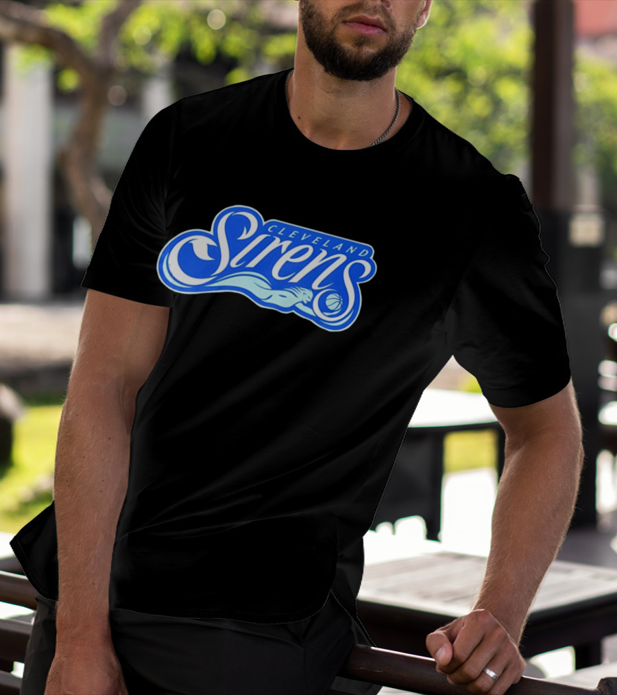 Cleveland Sirens Basketball Sports Team Oceanic Logo With Athlete And Ball T-Shirt