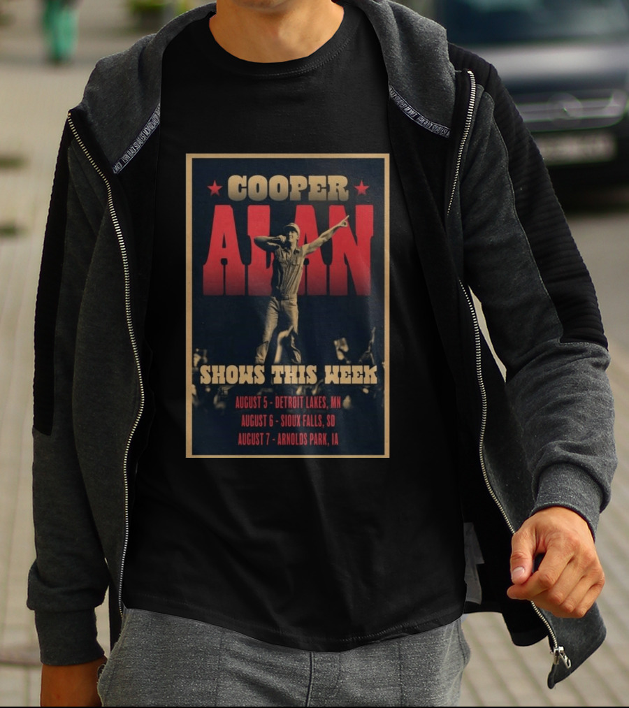 Cooper Alan Shows This Week August 6 Sioux Falls SD Event T-Shirt