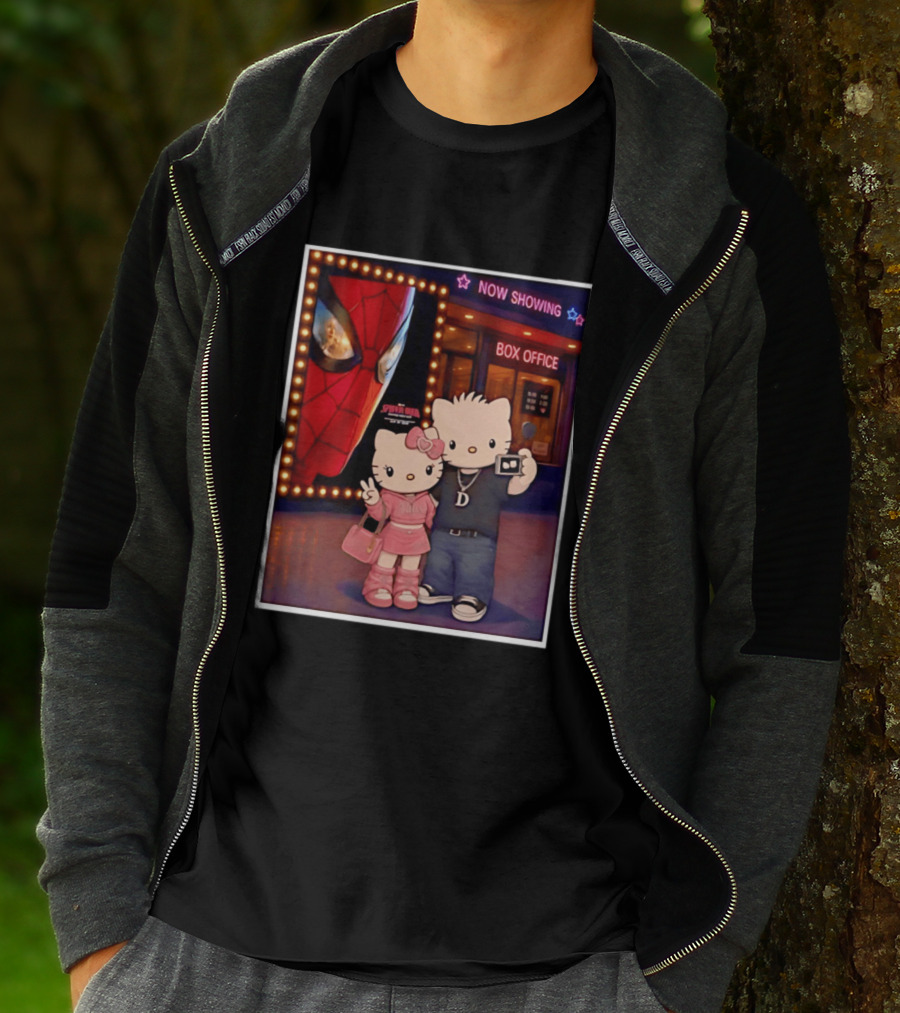 Now Showing Box Office Hello Kitty And Dear Daniel Spider Man Movie Polaroid Frame T-Shirt