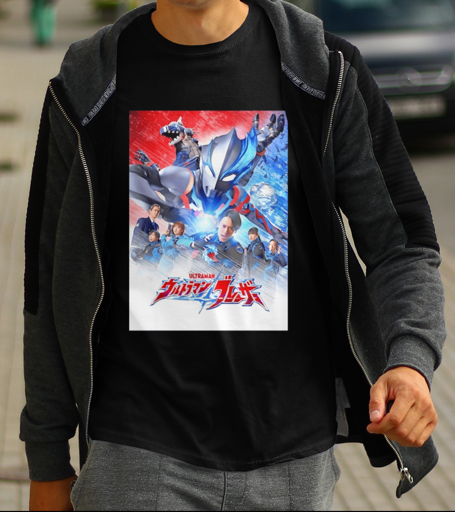 Ultraman Blazar Cast And Characters With Heroic Action Scene T-Shirt