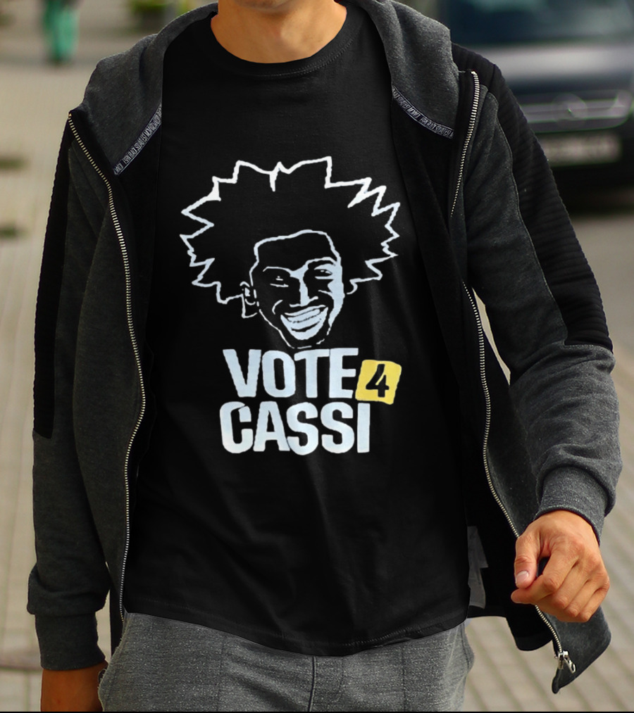 Vote 4 Cassi Spiky Afro Smiling Line T-Shirt