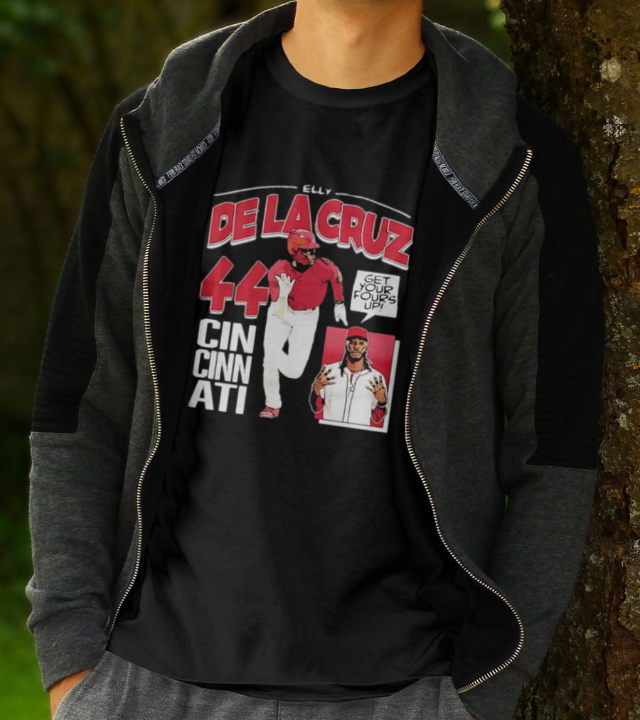 Elly De La Cruz Cincinnati Reds 44 Get Your Fours Up T-Shirt