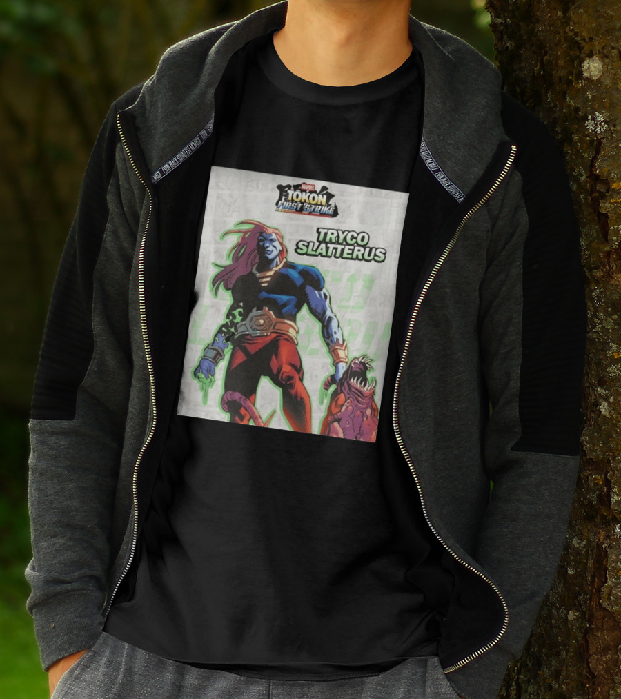 Marvel Tokon First Strike Tryco Slatterus Character With Creature T-Shirt