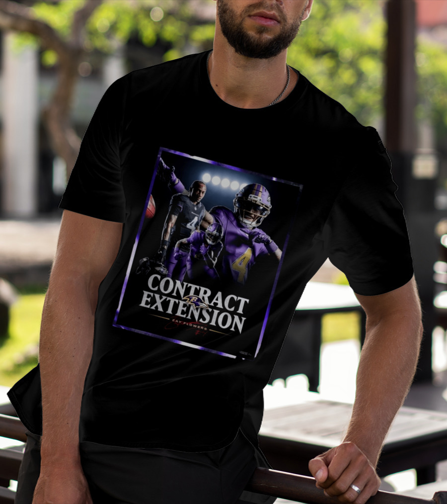Contract Extension Zay Flowers Baltimore Ravens Number 4 T-Shirt