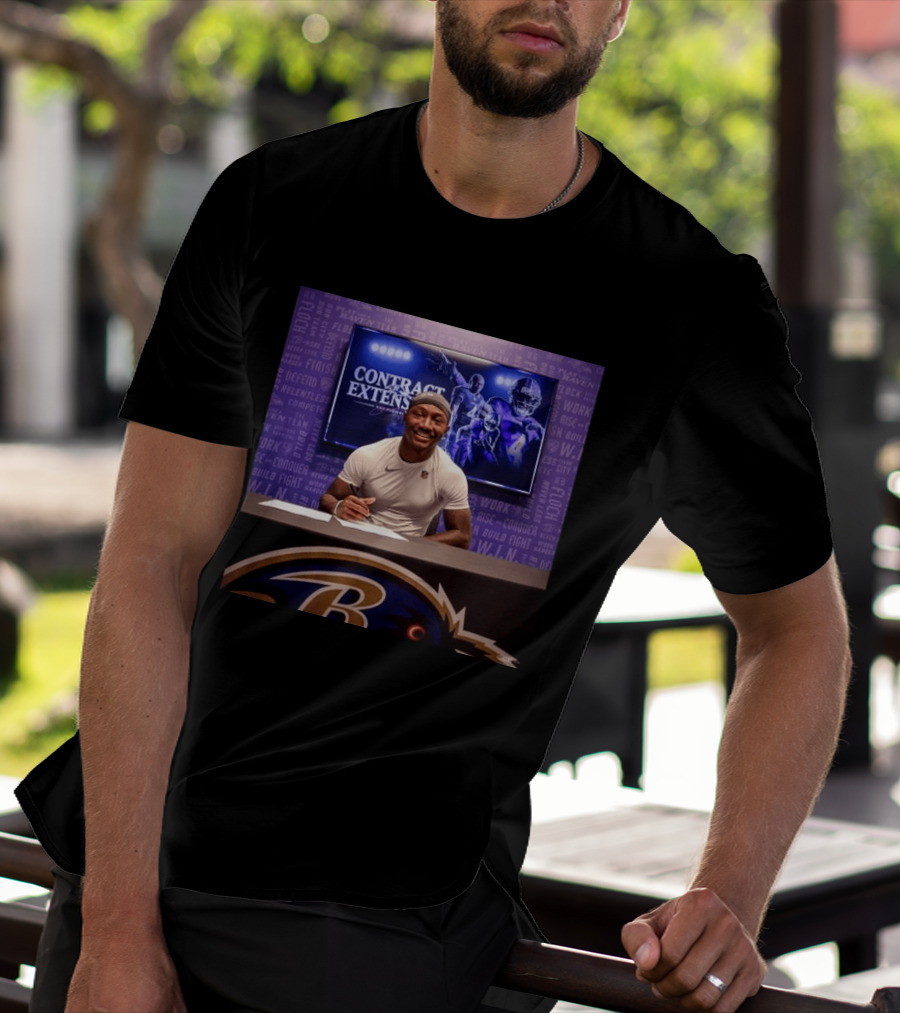 Zay Flowers Contract Extension Baltimore Ravens Football Player Signing NFL Deal T-Shirt