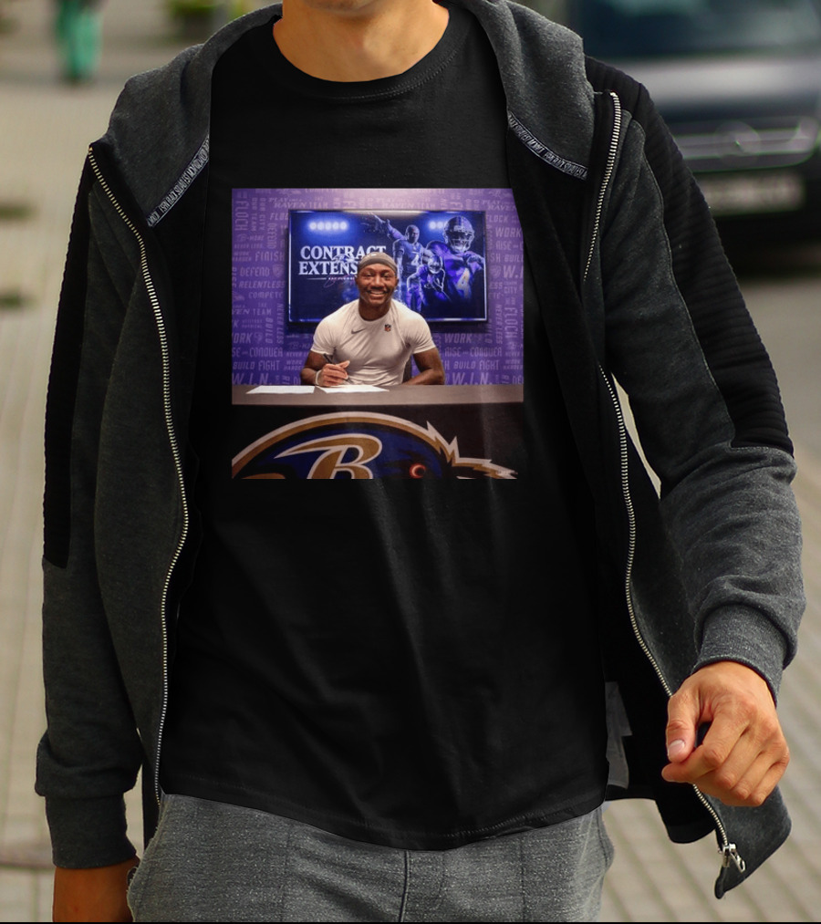 Zay Flowers Contract Extension Baltimore Ravens Football Player Signing NFL Deal T-Shirt