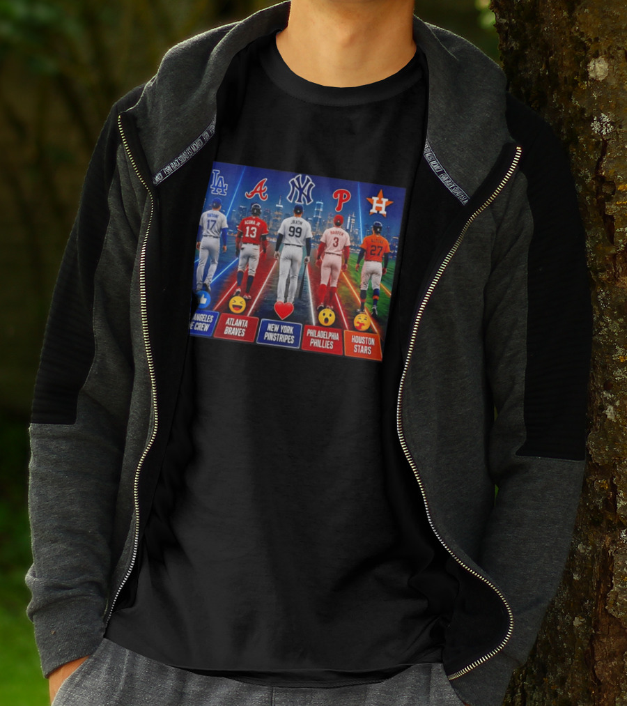Los Angeles Blue Crew Atlanta Braves New York Pinstripes Philadelphia Phillies Houston Stars Ohtani Acuna Jr Jaxon Harper Altuve T-Shirt
