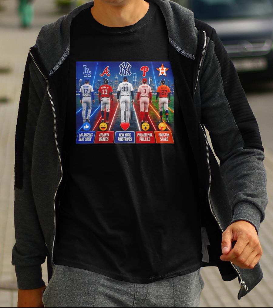 Los Angeles Blue Crew Atlanta Braves New York Pinstripes Philadelphia Phillies Houston Stars Ohtani Acuna Jr Jaxon Harper Altuve T-Shirt