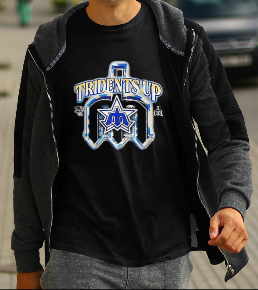 Seattle Mariners MLB Tridents Up 3D Metallic Compass Star T-Shirt