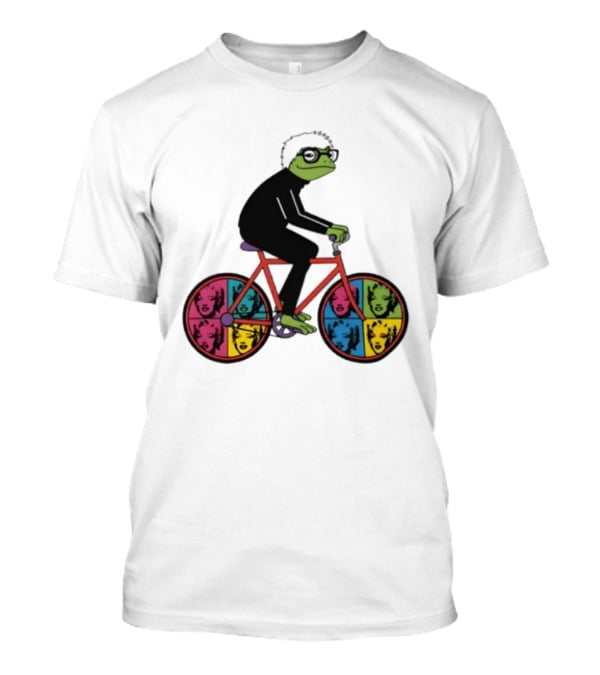 Andy Warhol Style Frog On Pop Art Bicycle T-Shirt