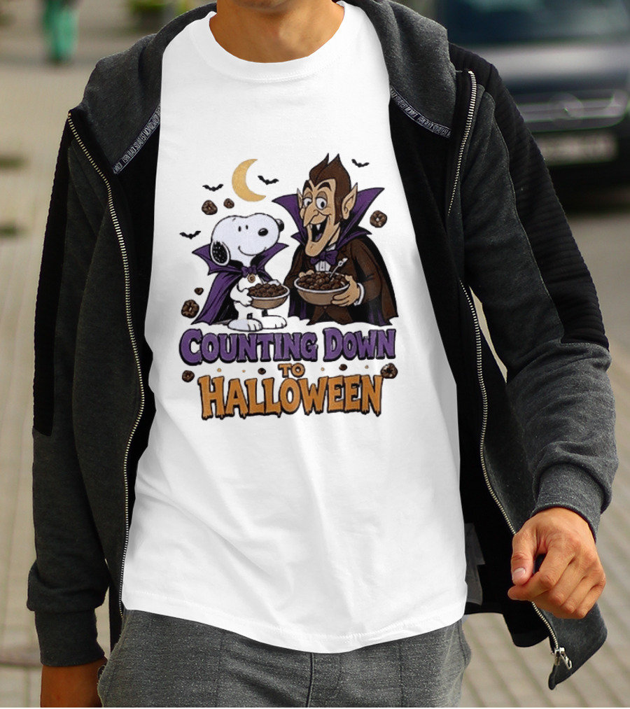 Peanuts Snoopy And Dracula Counting Down To Halloween T-Shirt