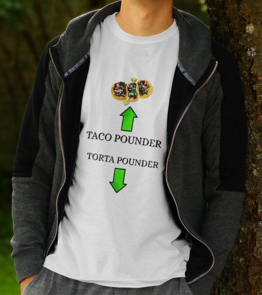 Taco Pounder Torta Pounder Trio Mexican Tacos Lime Green Arrows T-Shirt