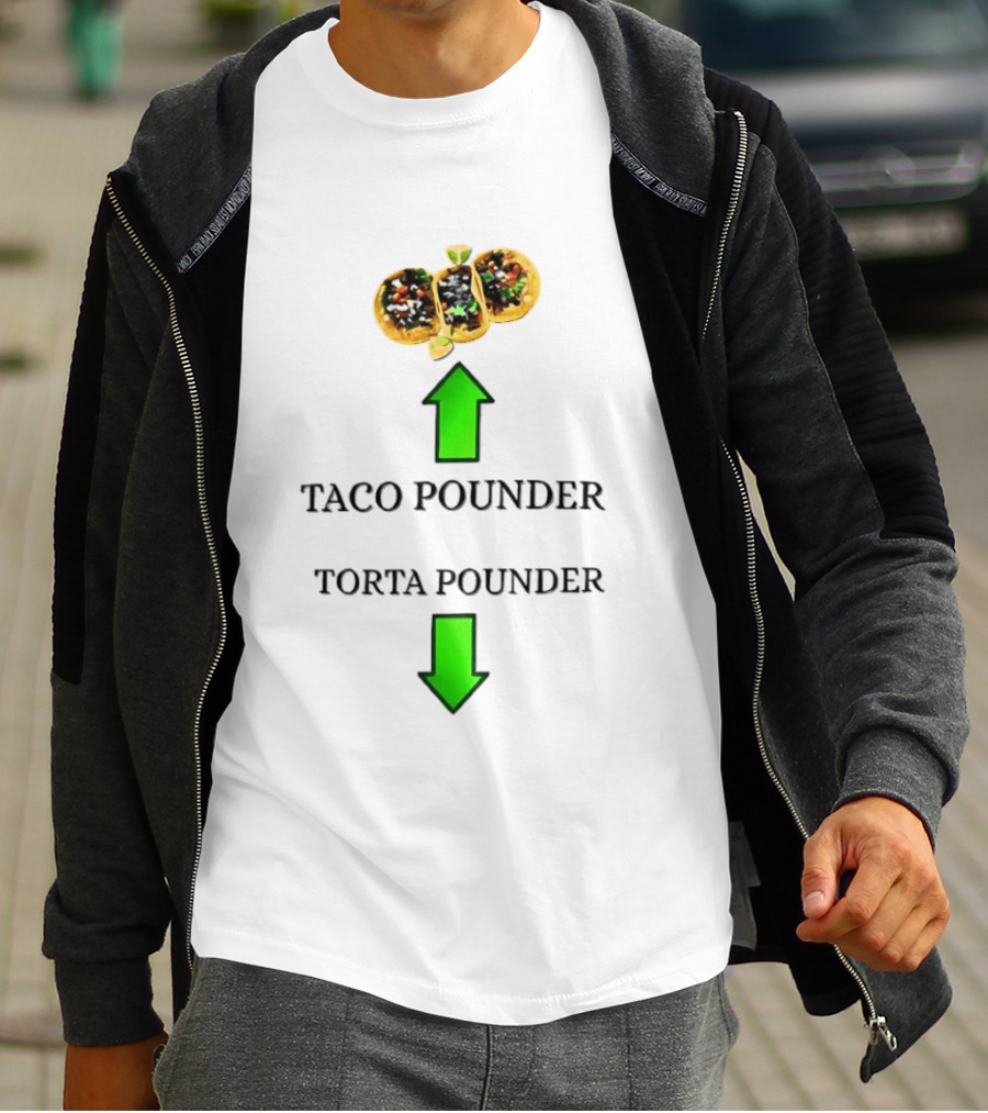 Taco Pounder Torta Pounder Trio Mexican Tacos Lime Green Arrows T-Shirt