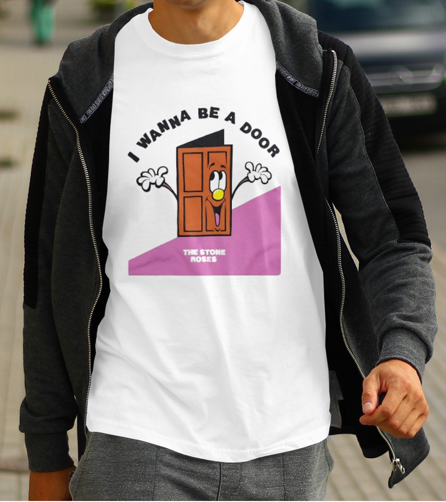 The Stone Roses I Wanna Be A Door Cartoon Yellow Nose Waving Hands T-Shirt