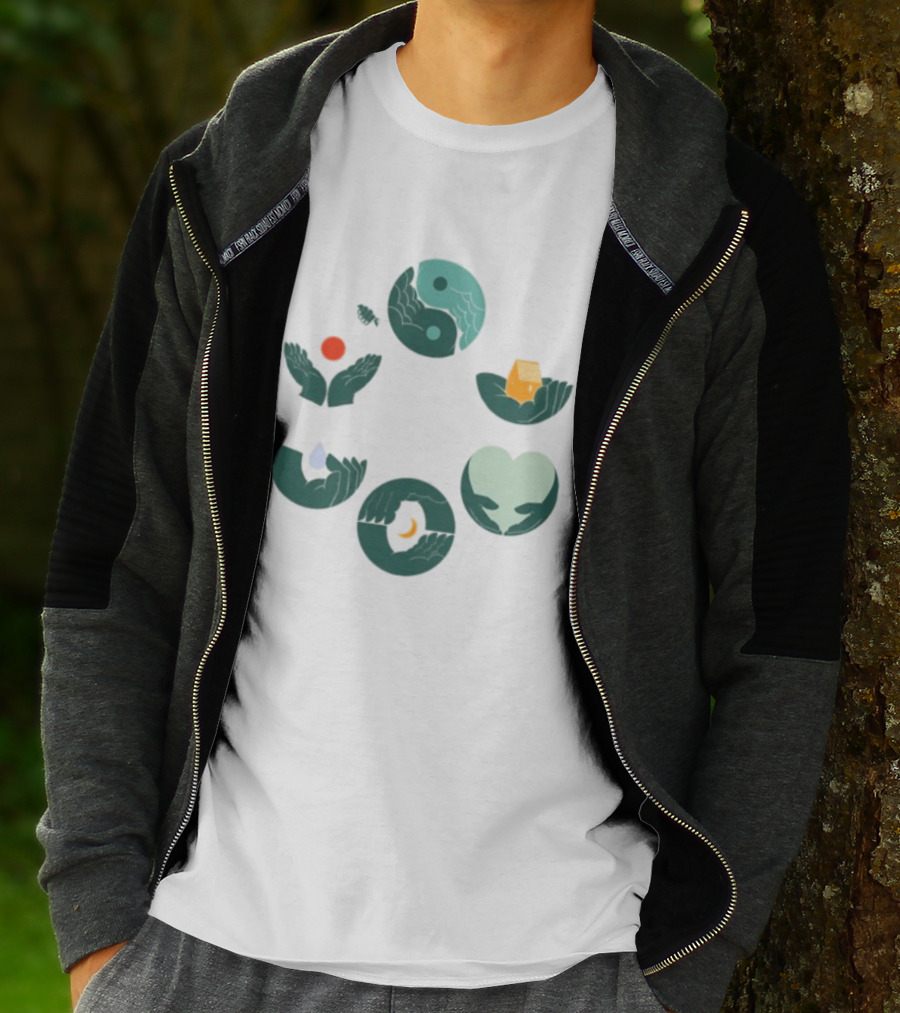Tors Store Yin Yang Elements Hands Nature T-Shirt