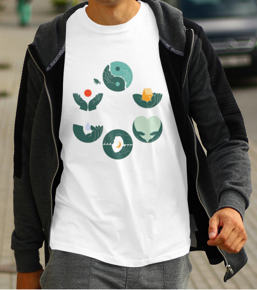 Tors Store Yin Yang Elements Hands Nature T-Shirt