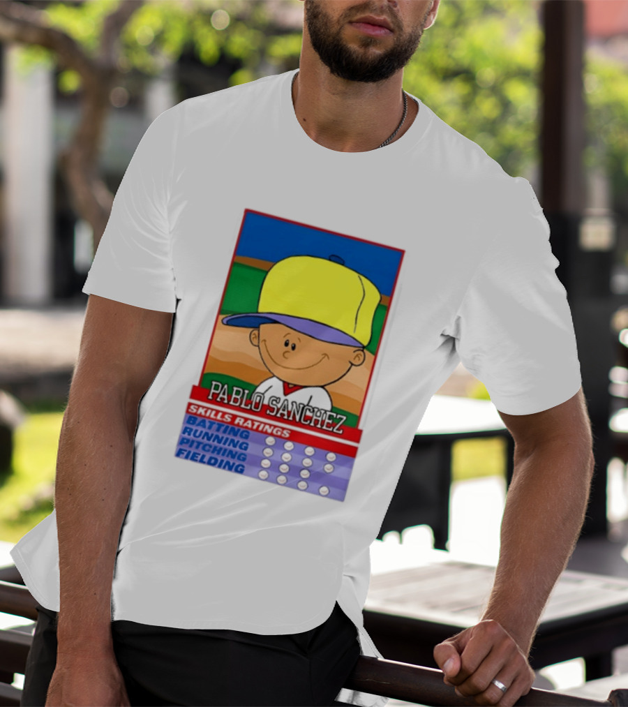 Trending Pablo Sanchez Skills Ratings Card Batting Running Pitching Fielding T-Shirt