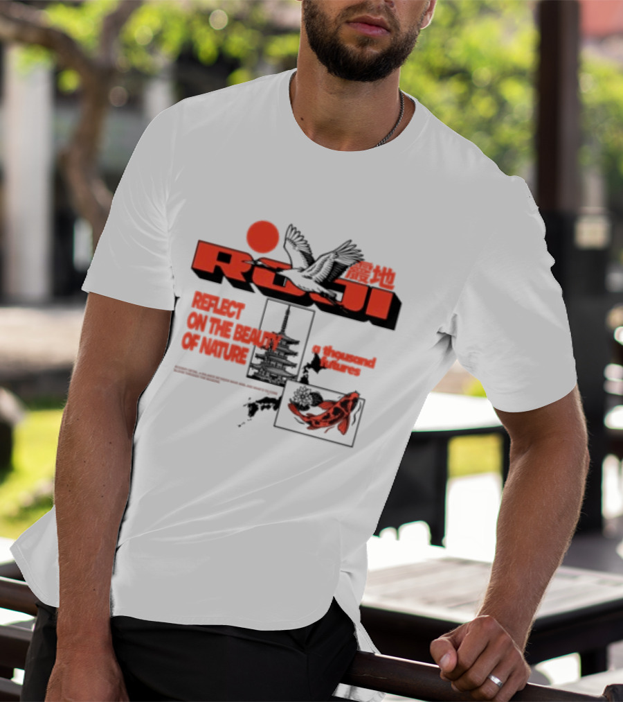 Unik Clothing Store Roji White Reflect On The Beauty Of Nature A Thousand Futures Koi Birds T-Shirt