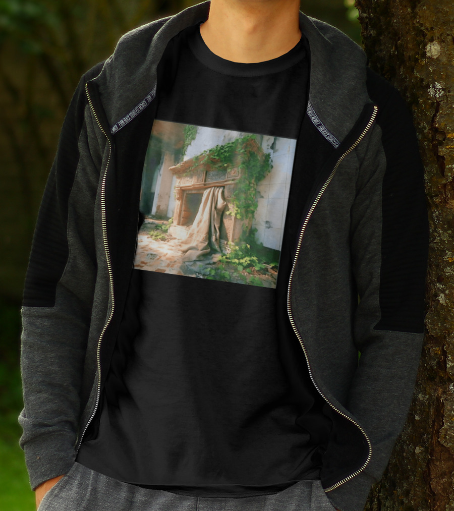 Abandoned Fireplace With Overgrown Ivy And Ruins Ambience T-Shirt