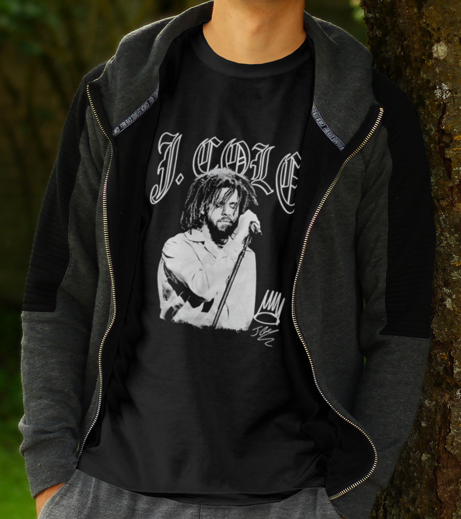 J Cole Dreamville Hip Hop Portrait Style Microphone T-Shirt