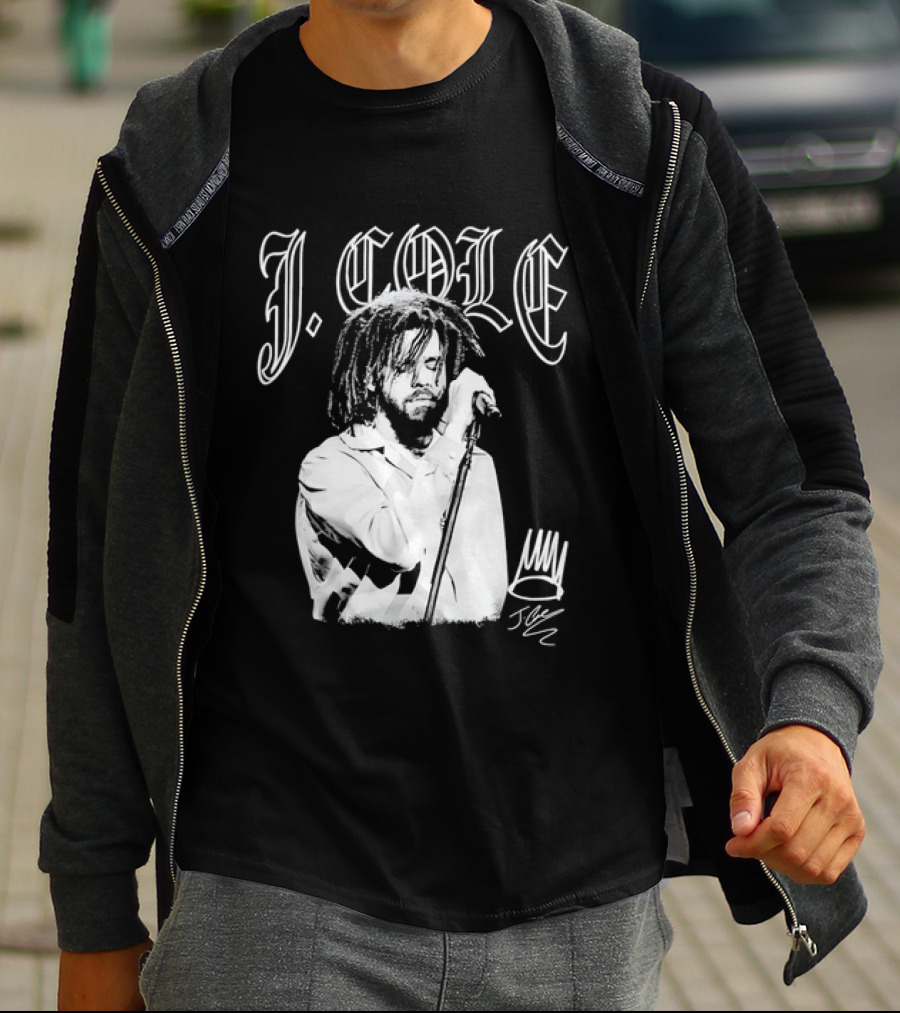J Cole Dreamville Hip Hop Portrait Style Microphone T-Shirt