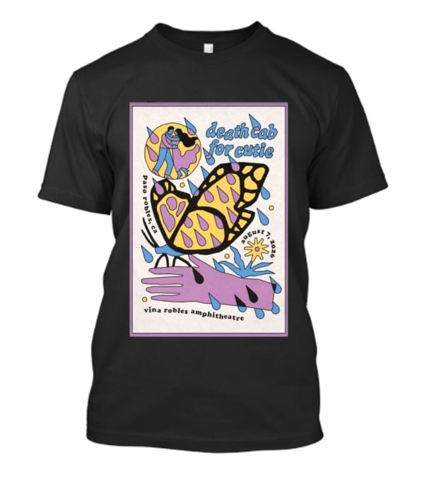 Death Cab For Cutie Paso Robles Vina Robles Amphitheatre August 7 2026 Butterfly T-Shirt