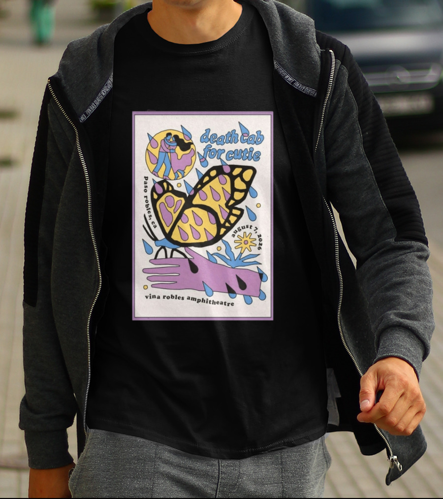Death Cab For Cutie Paso Robles Vina Robles Amphitheatre August 7 2026 Butterfly T-Shirt
