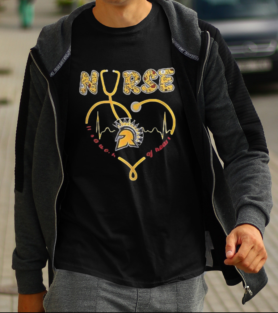 Detroit Lions United States Coast Guard 2026 Nurse Power Of Heart Stethoscope EMT Lions Helmet T-Shirt