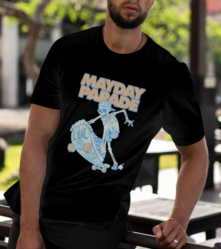 Mayday Parade Skeleton Skater With LBC 72626 Board T-Shirt