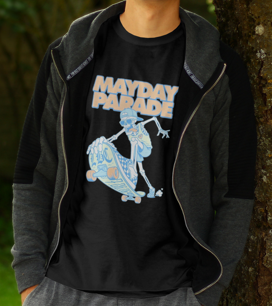 Mayday Parade Skeleton Skater With LBC 72626 Board T-Shirt