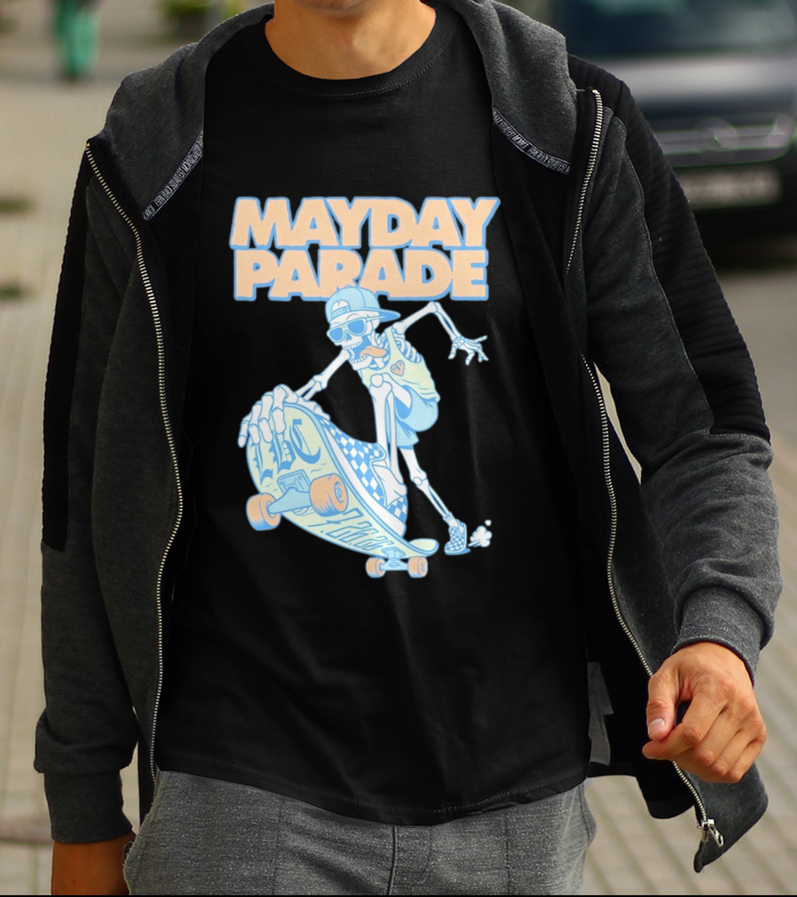 Mayday Parade Skeleton Skater With LBC 72626 Board T-Shirt