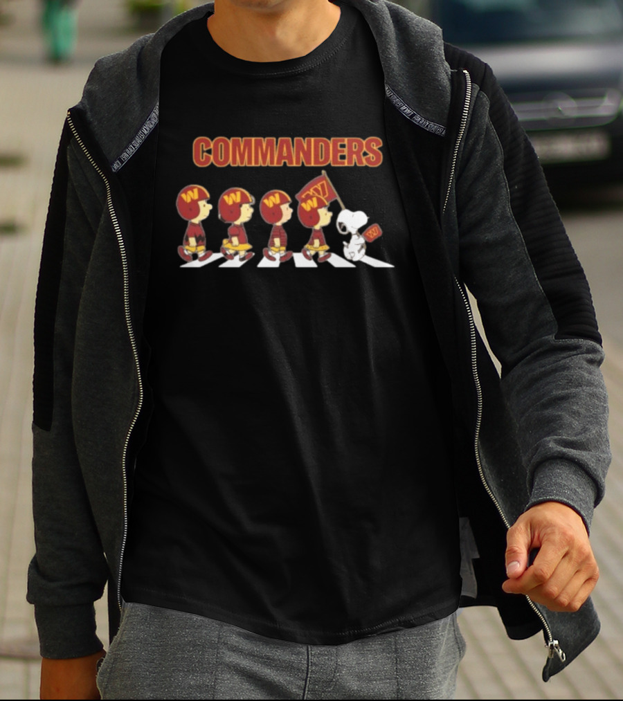 Peanuts Characters Marching On Abbey Road With Washington Commanders T-Shirt
