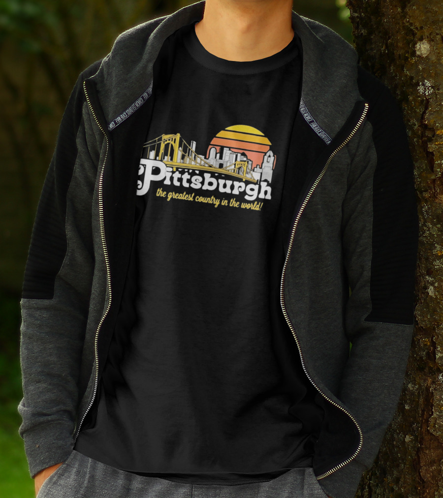 Pittsburgh Skyline With Bridge And Sunset The Greatest Country In The World T-Shirt