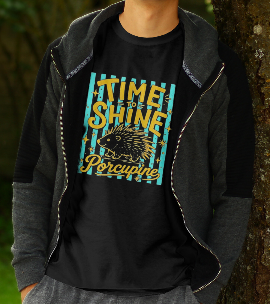 Time To Shine Porcupine Bright Animal Nature T-Shirt