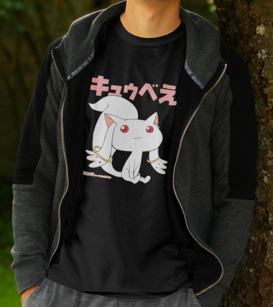 Puella Magi Madoka Magica Kyubey Anime Character Red Eyes T-Shirt