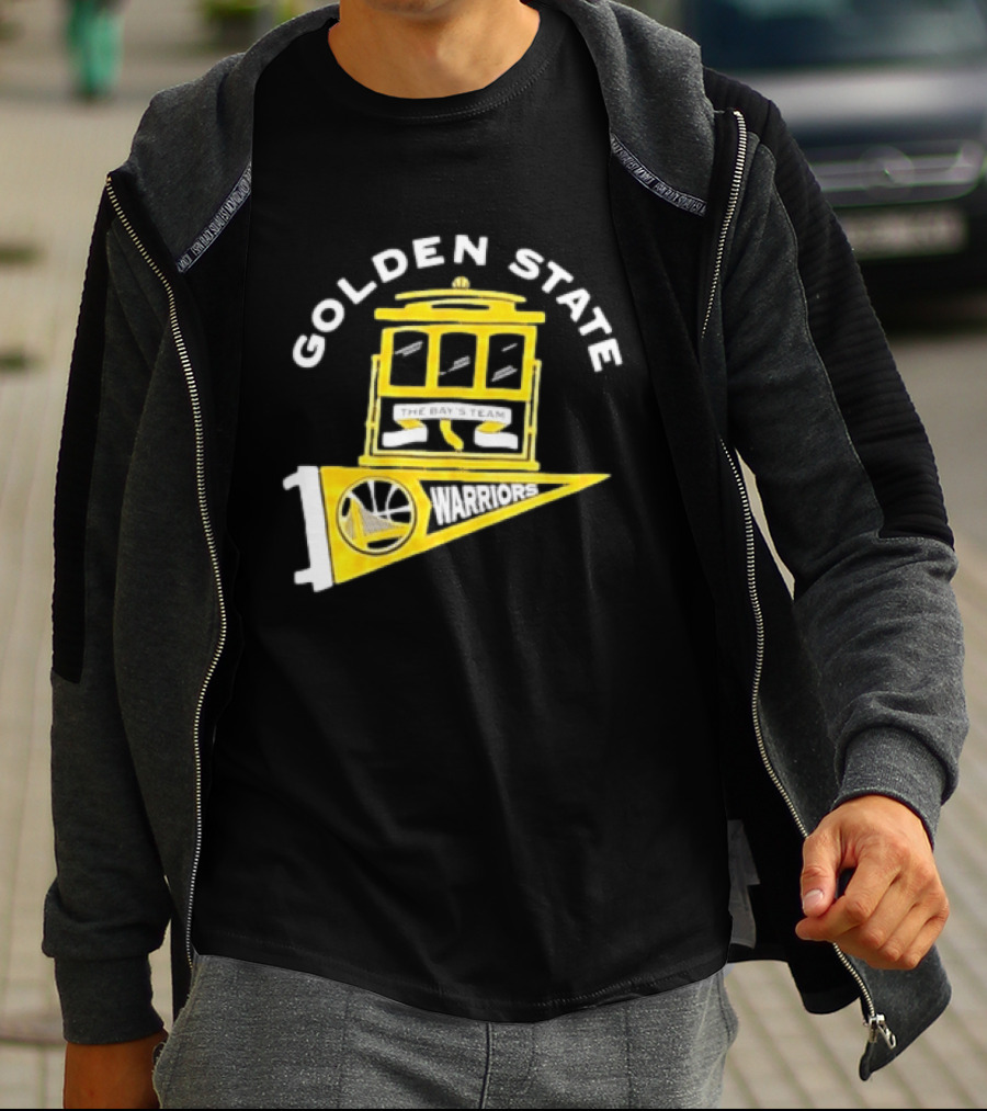 Golden State Warriors The Bays Team Warriors Banner And Cable Car T-Shirt